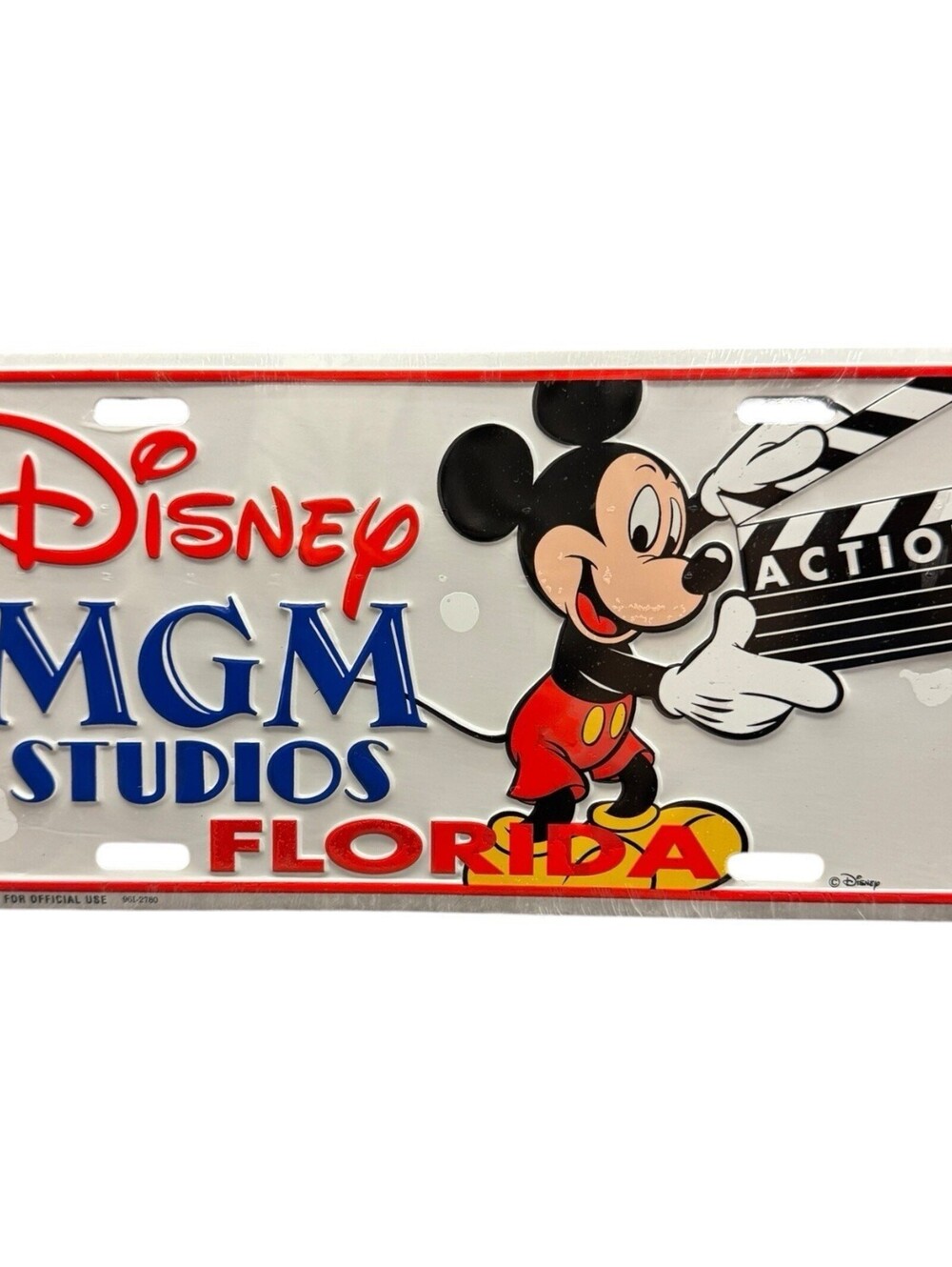 Disney Mickey MGM studios Florida Metal License Plate Sealed